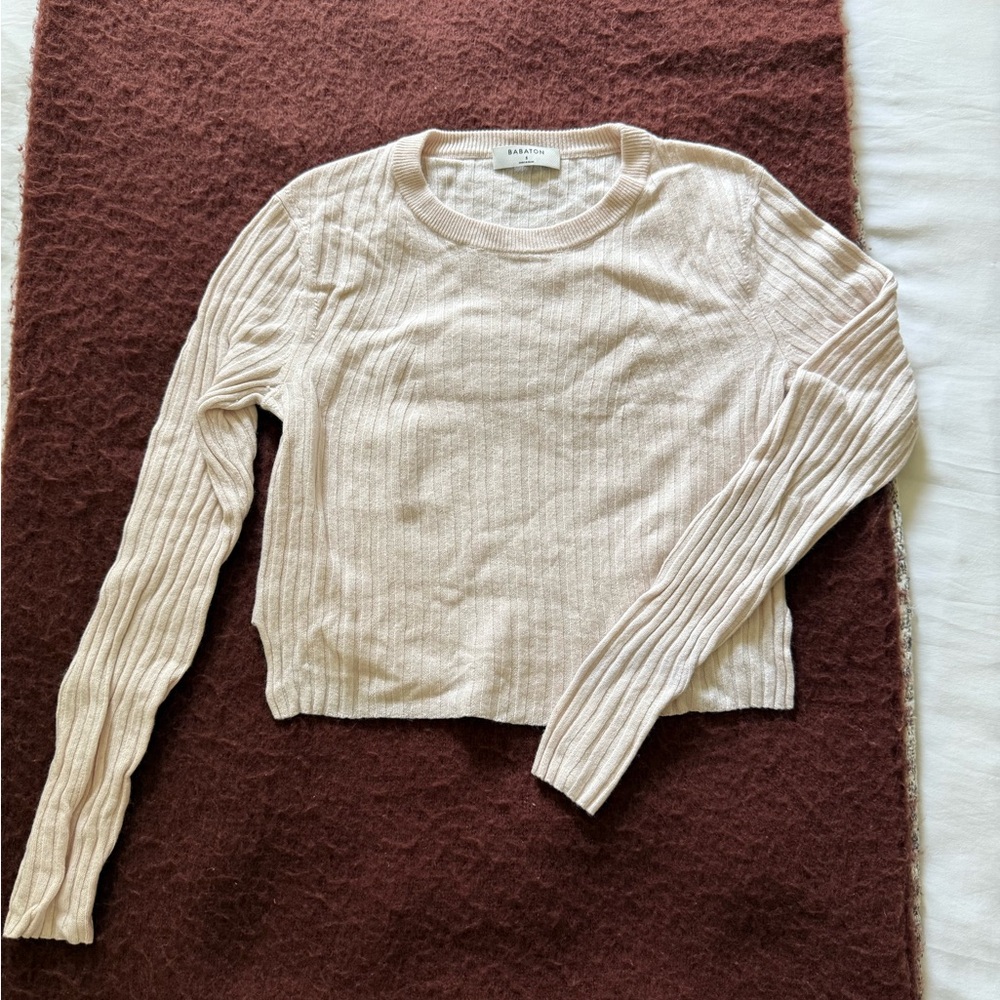 Babaton Light Pink Ribbed Top